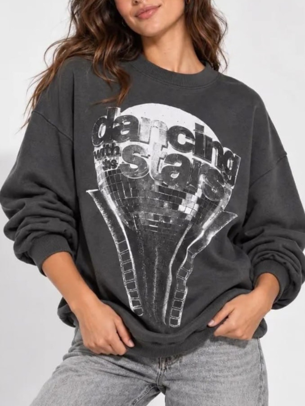Dancing With The Stars Charcoal Sweatshirt, Vintage Retro, Disco Ball Graphic